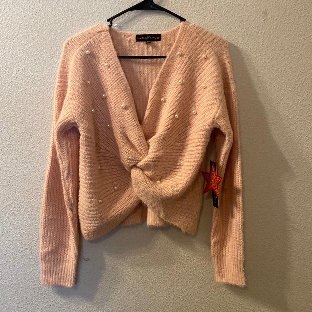 NWT Almost Famous twist front sweater size XL